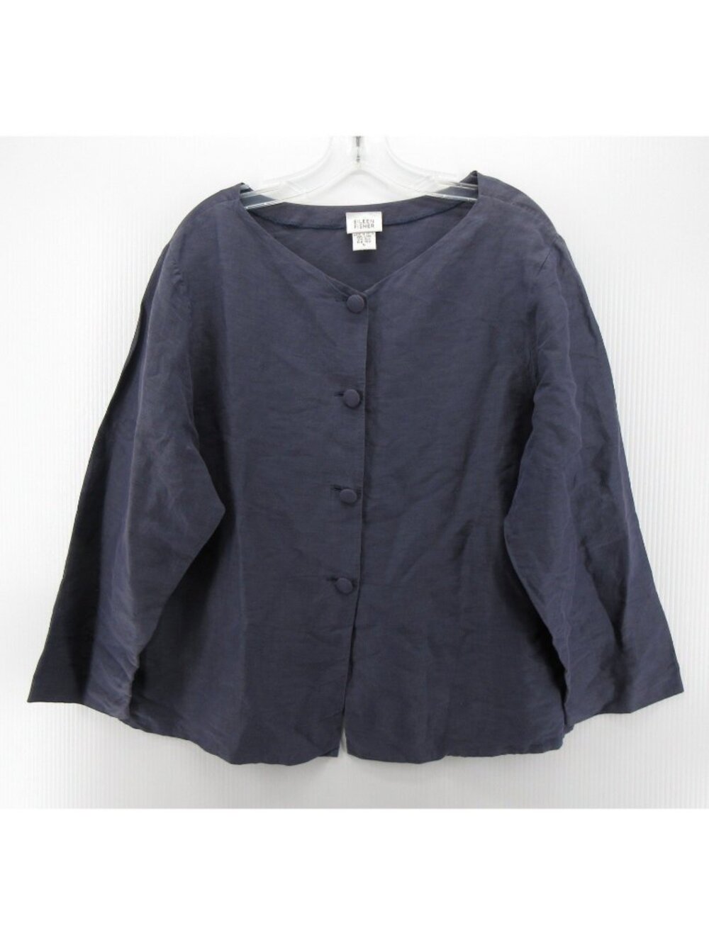 VINTAGE Eileen Fisher Top Large Linen Silk Blouse Boxy Minimalist *